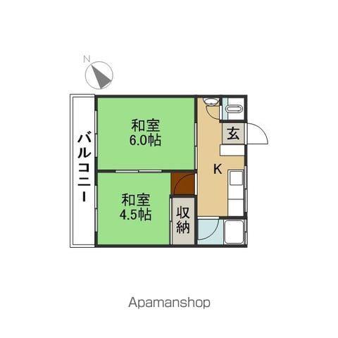 安井荘B(2K/2階)の間取り写真