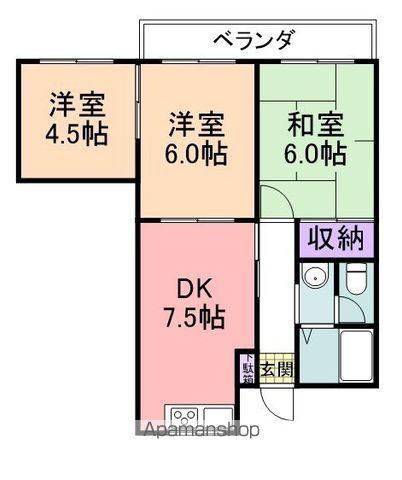 コーポラス・タキ(3DK/2階)の間取り写真