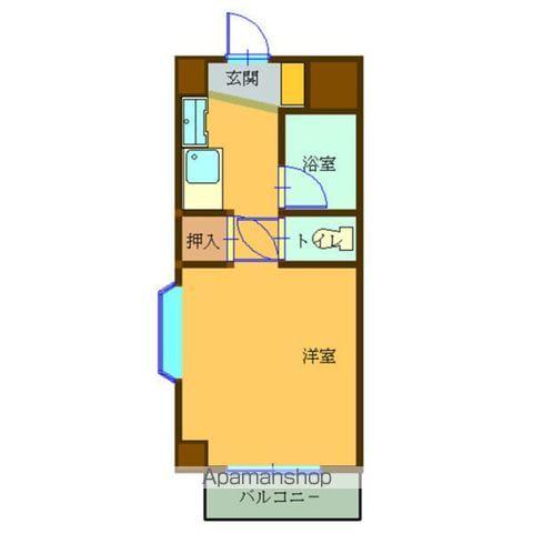 ジュネス瓢箪山(1K/3階)の間取り写真