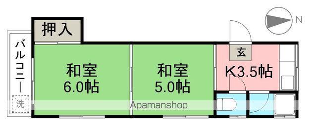 コーポゆり(2K/3階)の間取り写真