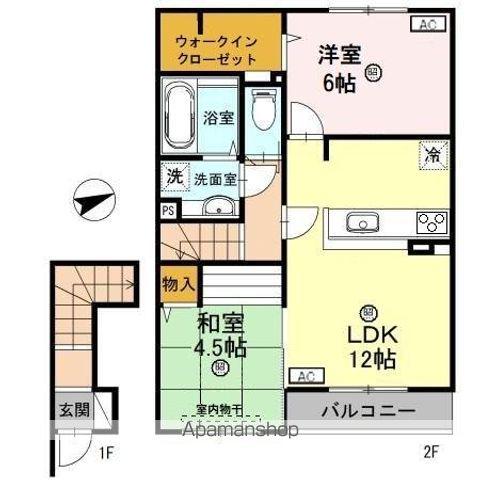 ヴィラアヴェニューセレーネ A棟(2LDK/2階)の間取り写真