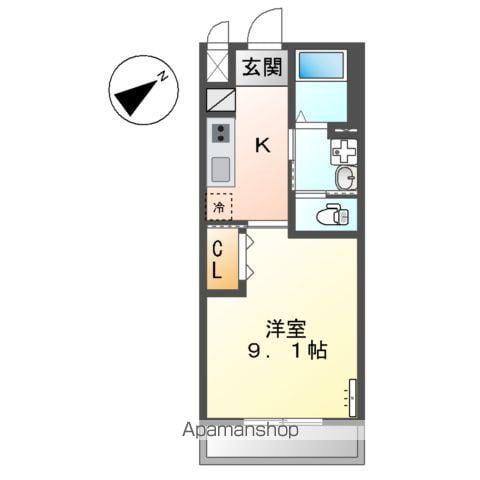 ラ・ルーフ(1K/1階)の間取り写真