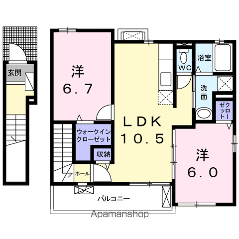 サンフィオーレⅡ(2LDK/2階)の間取り写真