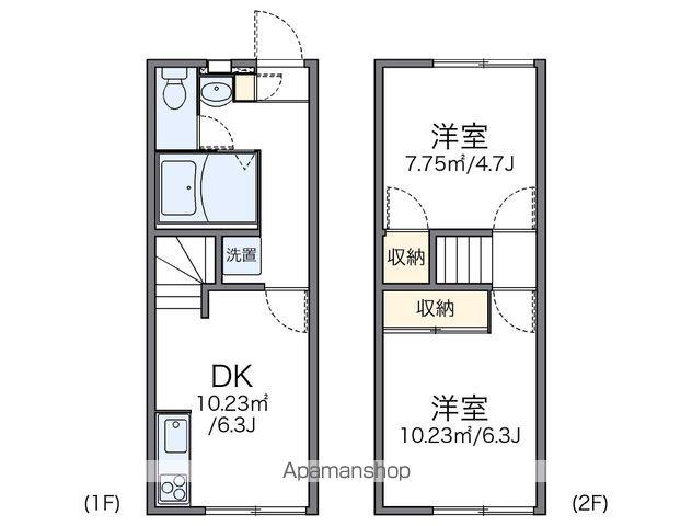レオパレスソレイユ エスト(2DK/1階)の間取り写真