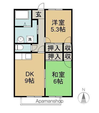 ライフハイツ(2DK/2階)の間取り写真