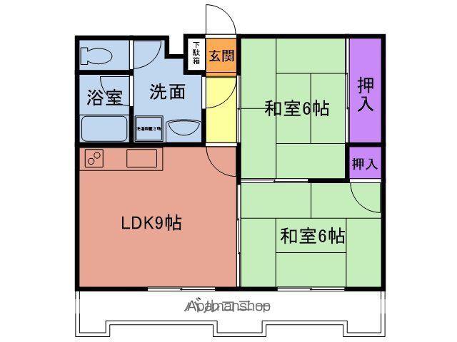 プレアール鷹の巣4(2LDK/3階)の間取り写真