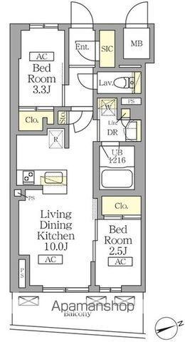 テラス北千住(2LDK/6階)の間取り写真