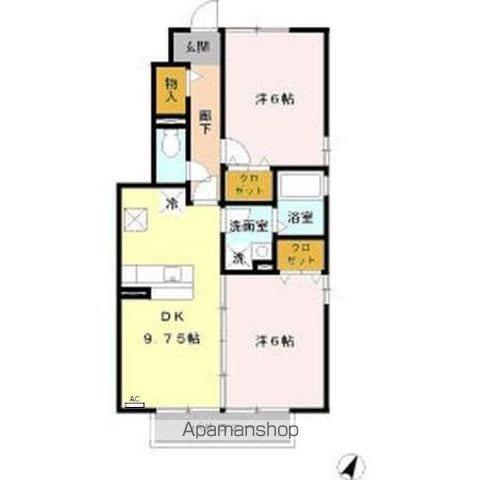 ROSECOURT笹ヶ根(2DK/1階)の間取り写真