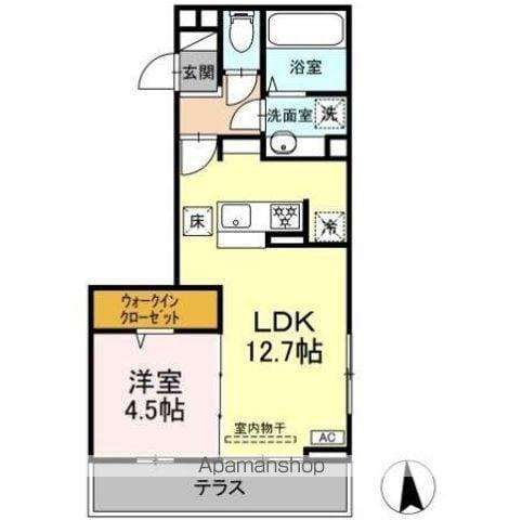 COUR18高宮E(1LDK/1階)の間取り写真