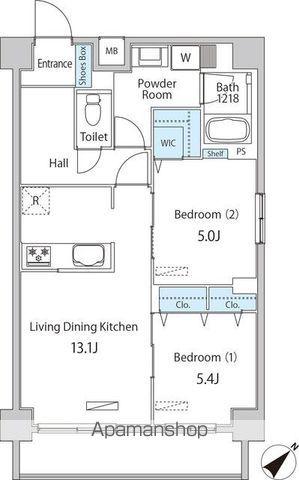 築地MKハウス(2LDK/7階)の間取り写真