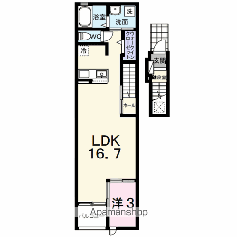 ソラーナ(1LDK/2階)の間取り写真