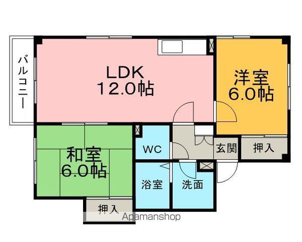 サンガーデン旭A(2LDK/2階)の間取り写真