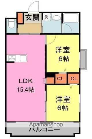 エーデルコート(2LDK/4階)の間取り写真