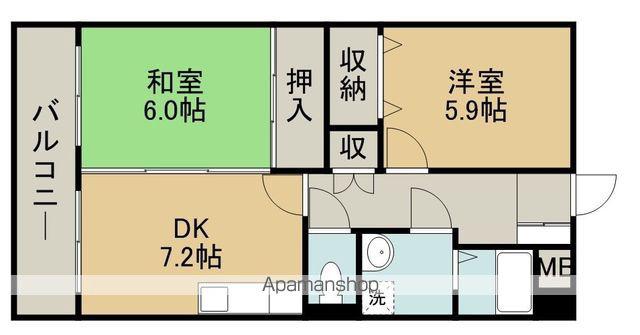 第3甲斐田ハイツ(1LDK/6階)の間取り写真