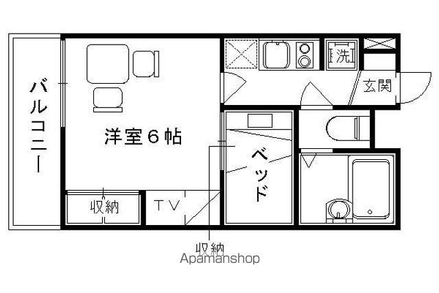 レオパレスPOLESTARⅢ(1K/3階)の間取り写真