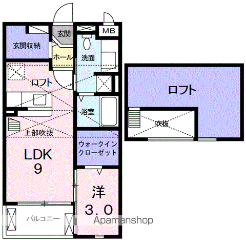 インター・ノースB(1LDK/2階)の間取り写真
