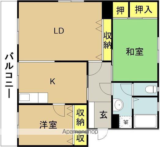 エクセルハウス壱番館(2LDK/2階)の間取り写真