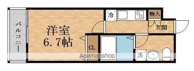カーサクレスト清水Ⅰ(1K/2階)の間取り写真