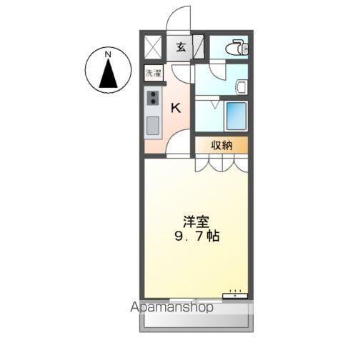 ブライトA(1K/2階)の間取り写真