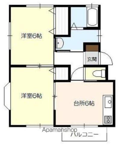 ハイパイン2(2DK/2階)の間取り写真