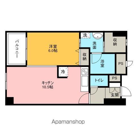 FLEX21久留米一番街(1LDK/7階)の間取り写真