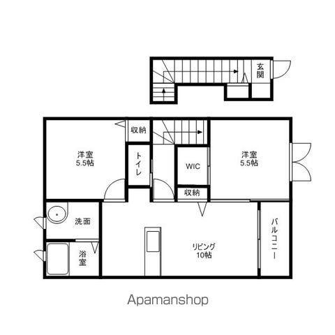 シャーメゾンコート野田山(2LDK/2階)の間取り写真