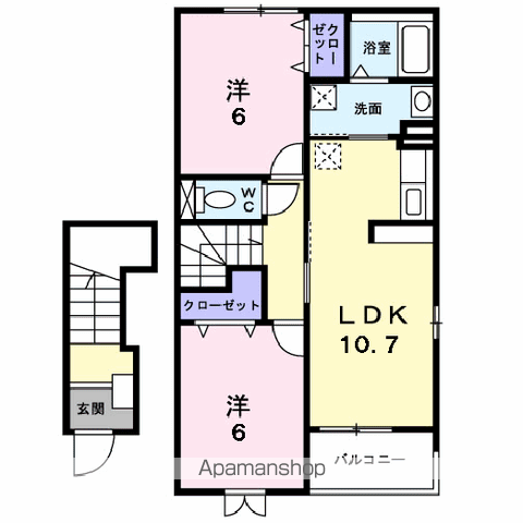 ジャン・ピュールⅥ(2LDK/2階)の間取り写真