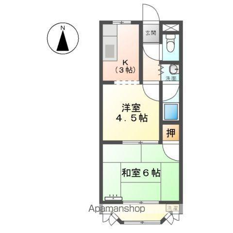 シャンブルクレールUⅡ(2K/2階)の間取り写真