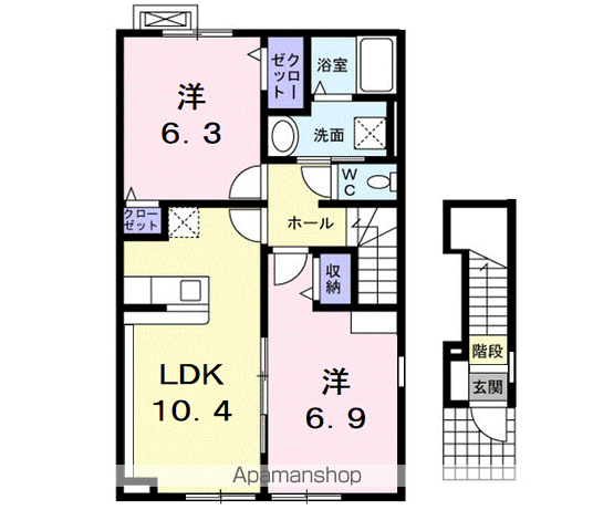 セレッソリザイア(2LDK/2階)の間取り写真