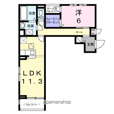 コンパル・りんくう(1LDK/1階)の間取り写真