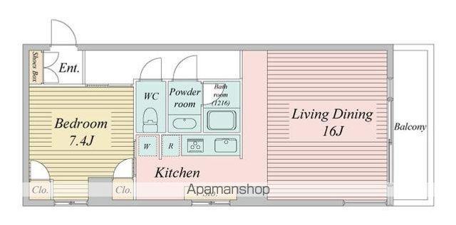 ドゥーエ清澄白河(1LDK/4階)の間取り写真