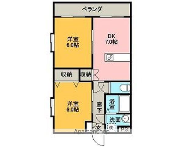 ラヴィ・ソンタ(2DK/3階)の間取り写真