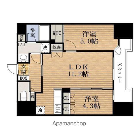 スタンズSHITENNOUJIMAEYUHIGAOKA (2LDK/14階)の間取り写真