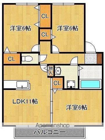 ヴィラ モール(3LDK/2階)の間取り写真