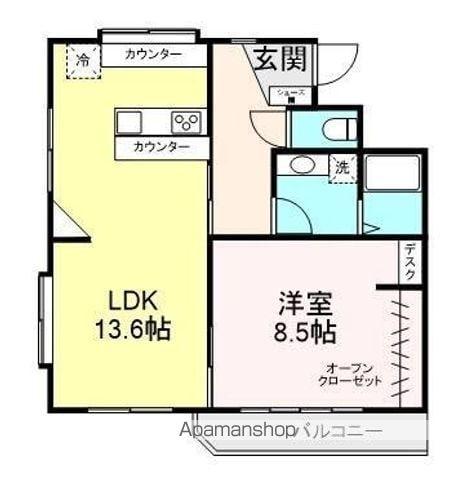 第2ハイツ一本木(1LDK/3階)の間取り写真