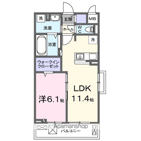 クラール 大島 A(1LDK/3階)の間取り写真