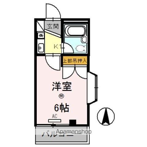 スカイビュー(1K/4階)の間取り写真