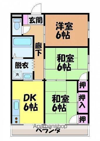 健マンション(3DK/2階)の間取り写真