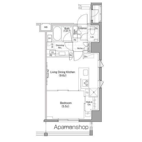 ザ・パークハビオ早稲田(1LDK/4階)の間取り写真