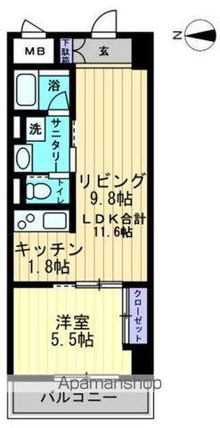 アルファレガロ中央町(1LDK/8階)の間取り写真