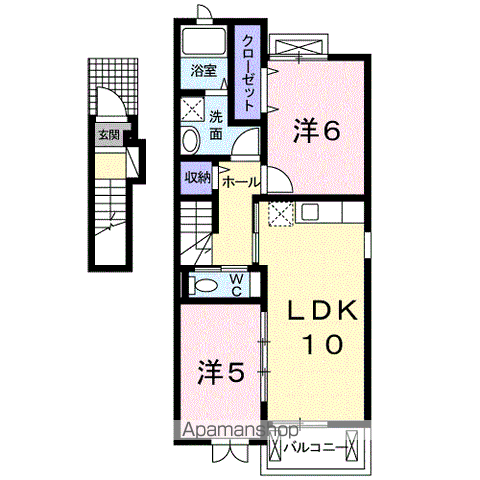 フェデール A(2LDK/2階)の間取り写真