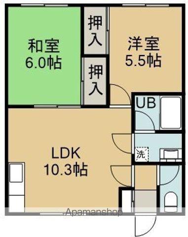 ハイツ友(2LDK/1階)の間取り写真