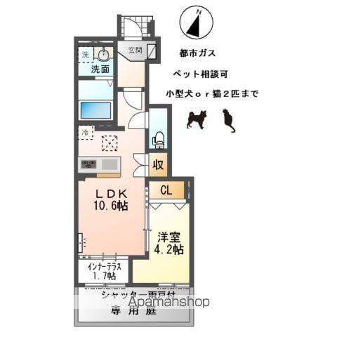 ノヴァ・コーポS(1LDK/1階)の間取り写真