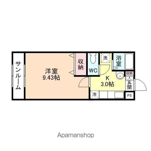 ネオサイトタカムラB棟(1K/2階)の間取り写真