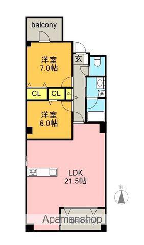 COMODO覚王山(2LDK/4階)の間取り写真