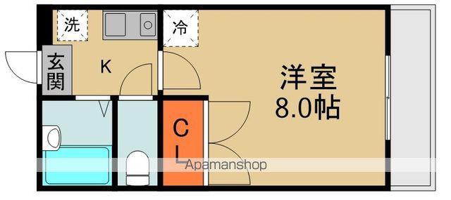 ソレイユ三ツ島(1K/2階)の間取り写真