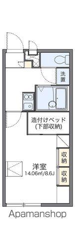 レオパレスガルデニア若葉(1K/1階)の間取り写真