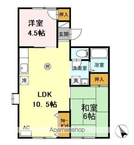 冬築タウン D棟(2LDK/1階)の間取り写真