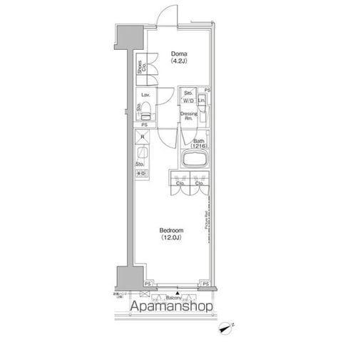ザ・パークハビオ日本橋茅場町(ワンルーム/2階)の間取り写真