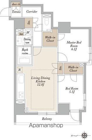 KDXレジデンス三鷹(2LDK/6階)の間取り写真